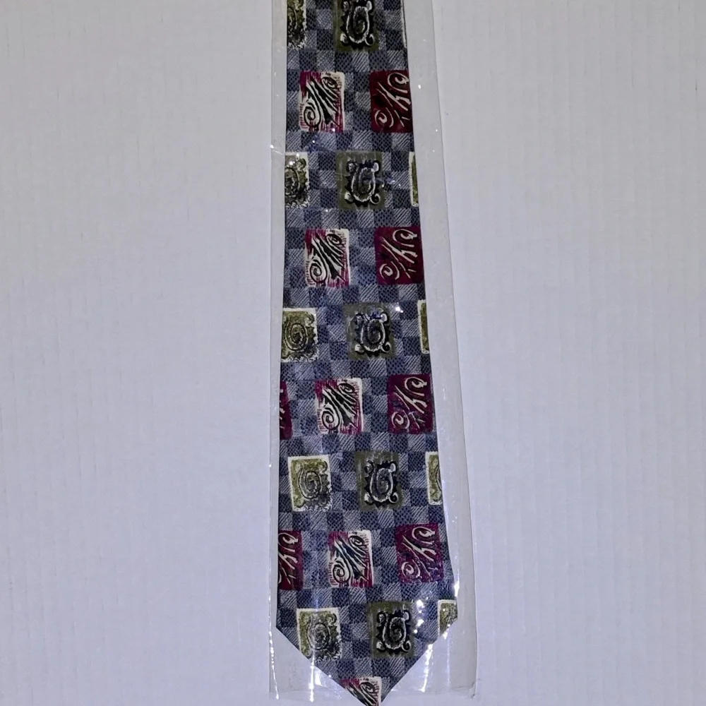 Francis 100% silk Hand made Men's Multicolor Patterned Tie Standard size